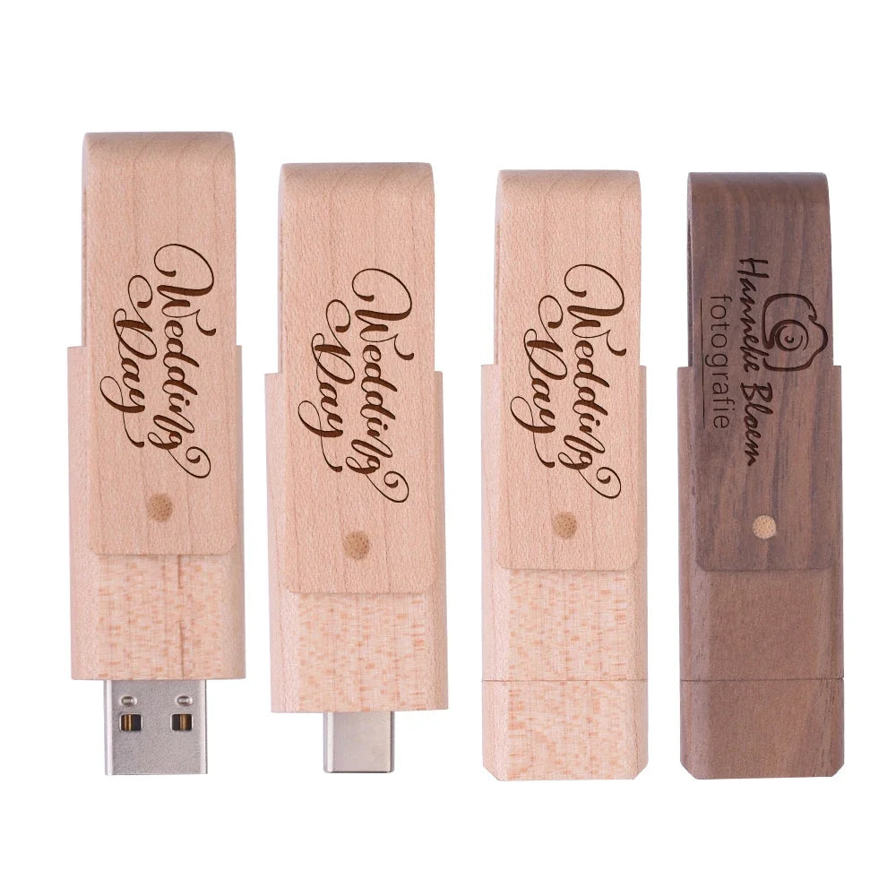 Wooden TYPE-C USB Flash Drive | Custom Logo Pendrive Gifts