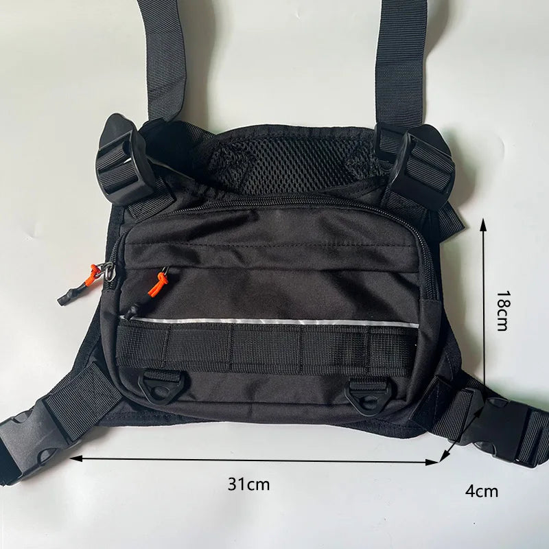 OutdoorStreetwear Men Chest Bag Trend Unisex Tactical Vest Backpack Multi-function Vest Pocket Sport Running Travel Chest Pack