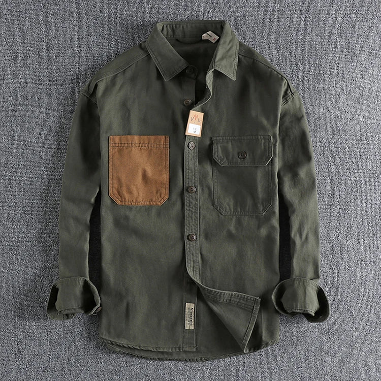 Men's Casual Woven Cotton Long Sleeve Shirt | Stylish & Comfortable
