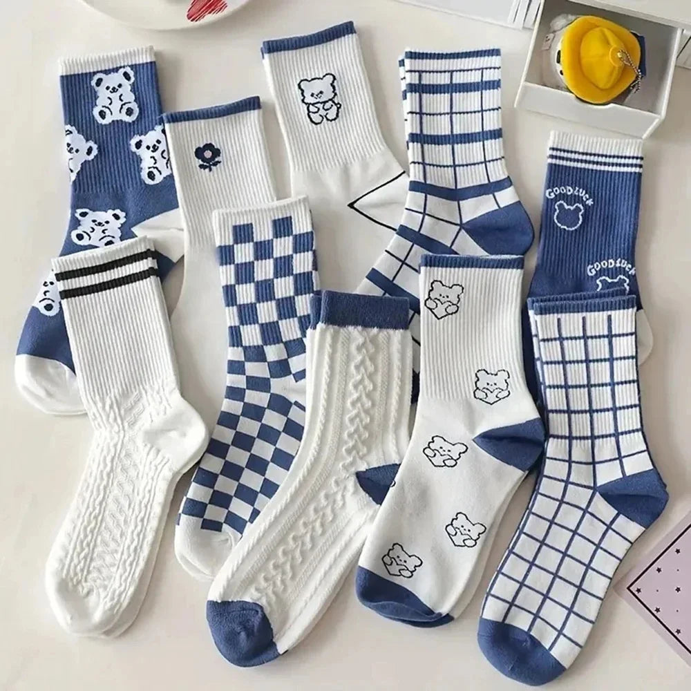 10 Pairs Women's Cute Rabbit Embroidery Casual Socks | Stylish & Breathable