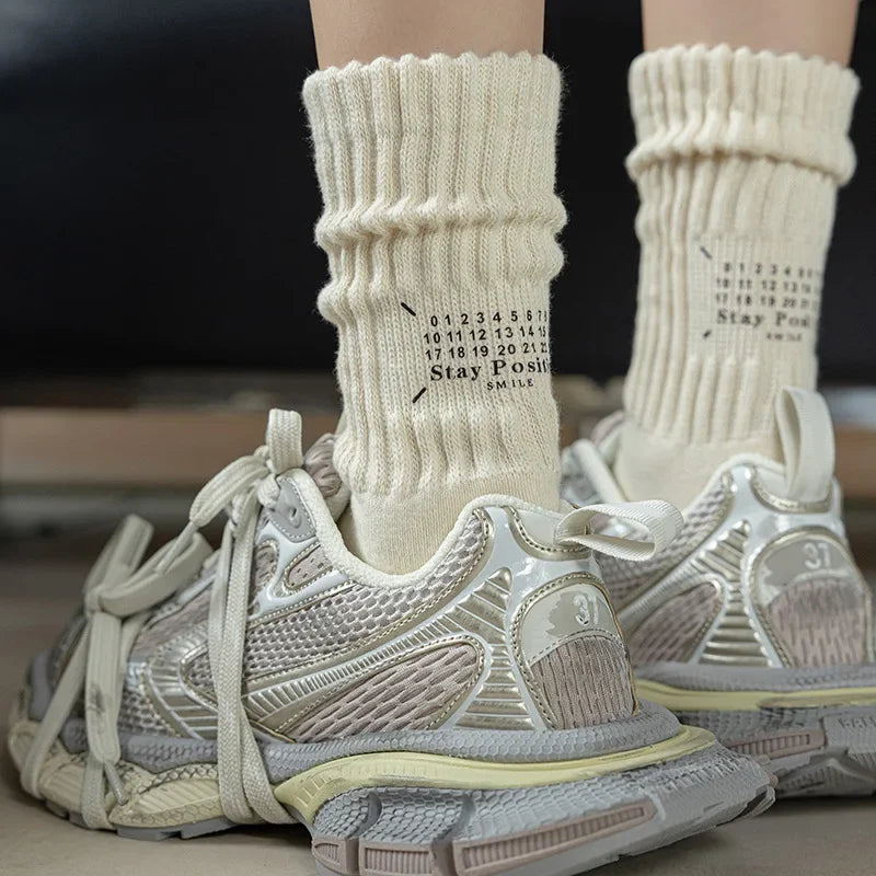 Men's Vintage Letter Medium Tube Socks | Thick Sports Comfort
