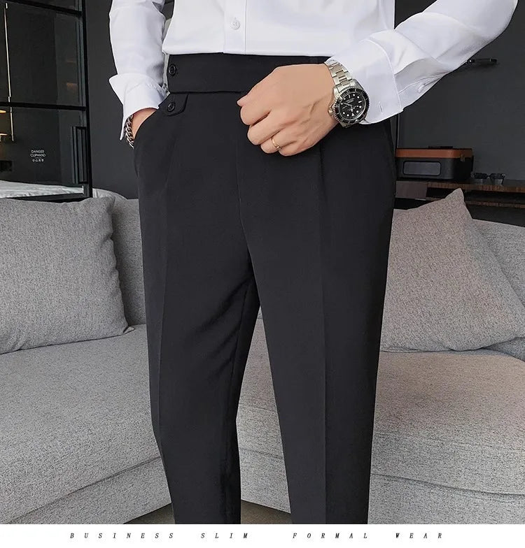 Men's High Waist Slim Fit Suit Pants | Smart Casual Fashion