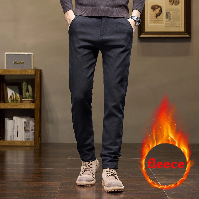 Warm Fleece Lined Jeans for Men | Slim Fit Thermal Denim Pants