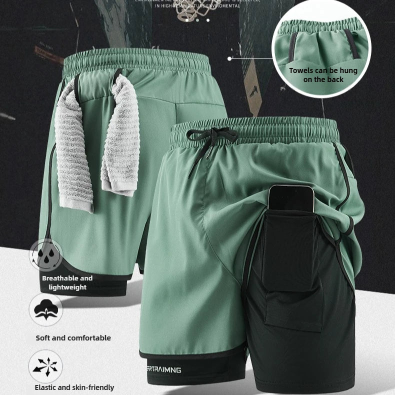 Men's 2-in-1 Camo Running Shorts | Quick Dry Gym Wear