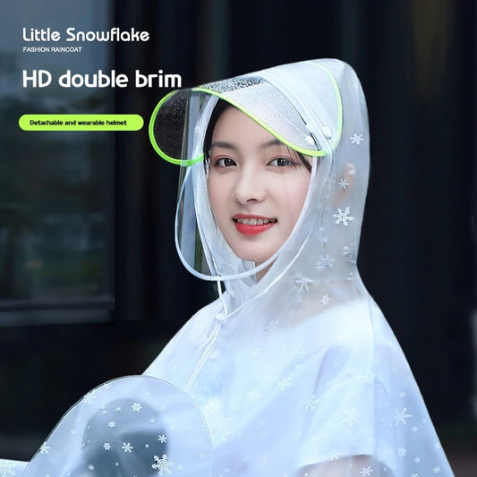 Women's Transparent Long Raincoat for Biking | Waterproof Jacket