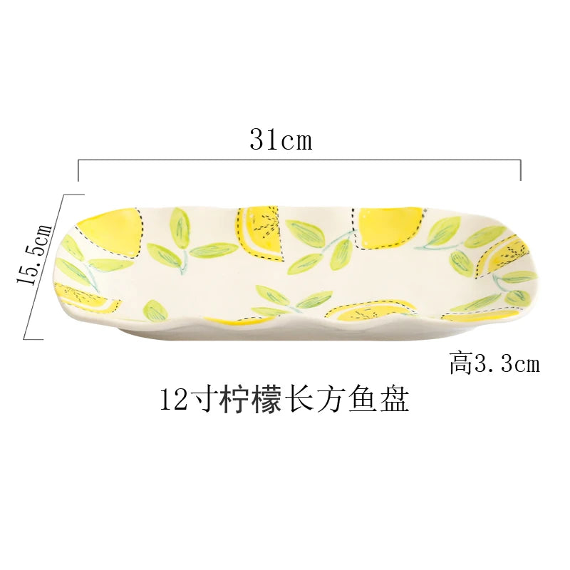 Japanese Style Ceramic Dining Set | Elegant Lemon Collection