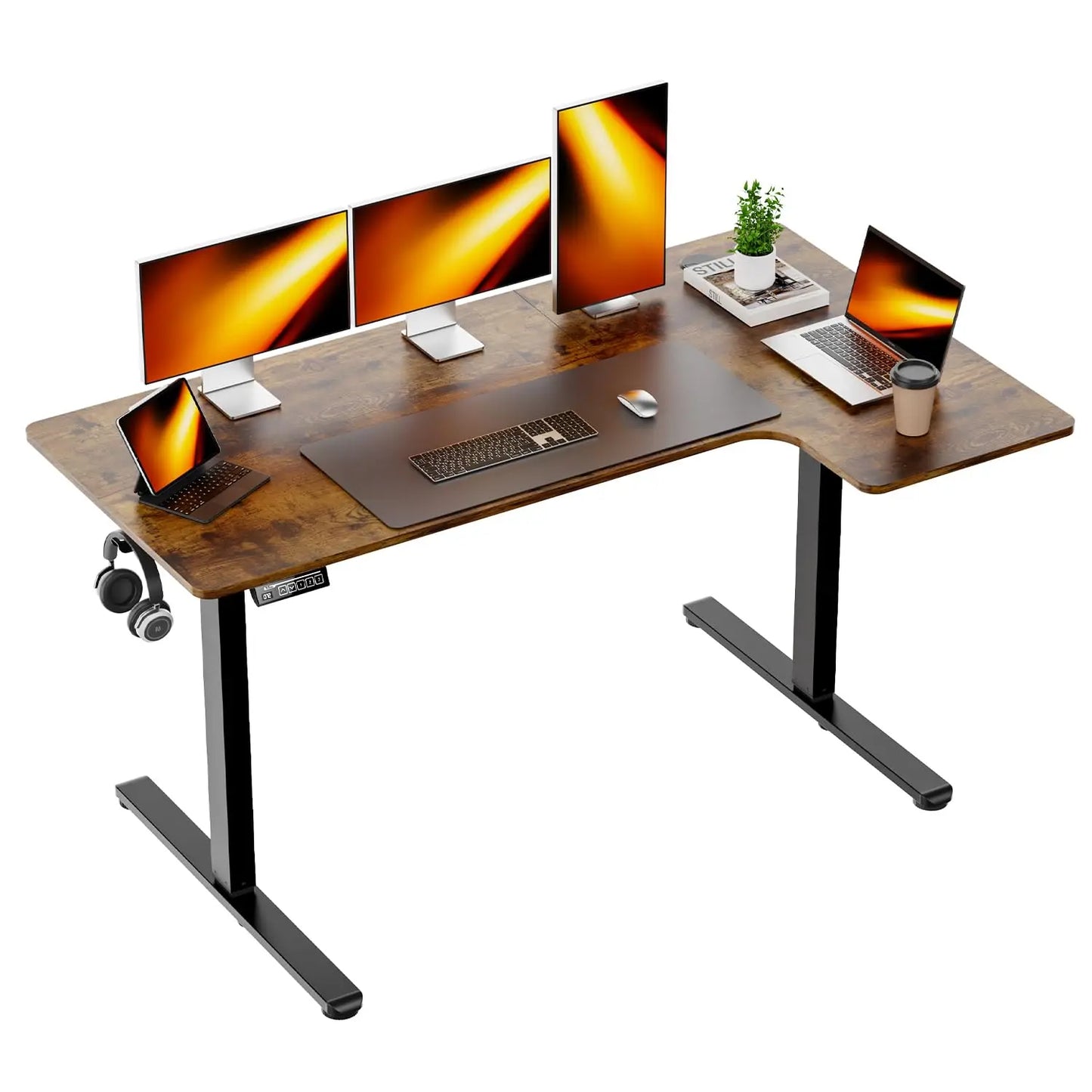 Electric Height Adjustable L-Shaped Standing Desk | Modern Office Solution