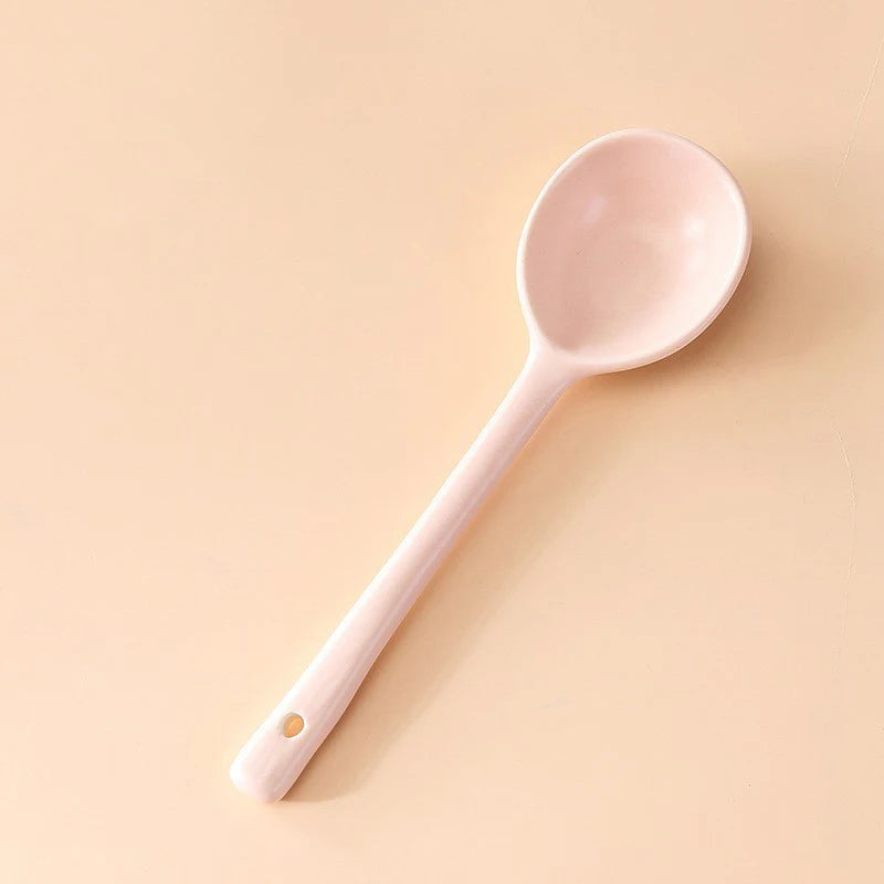 Elegant Ceramic Soup Spoon Set | Long Handle Ladle for Dining