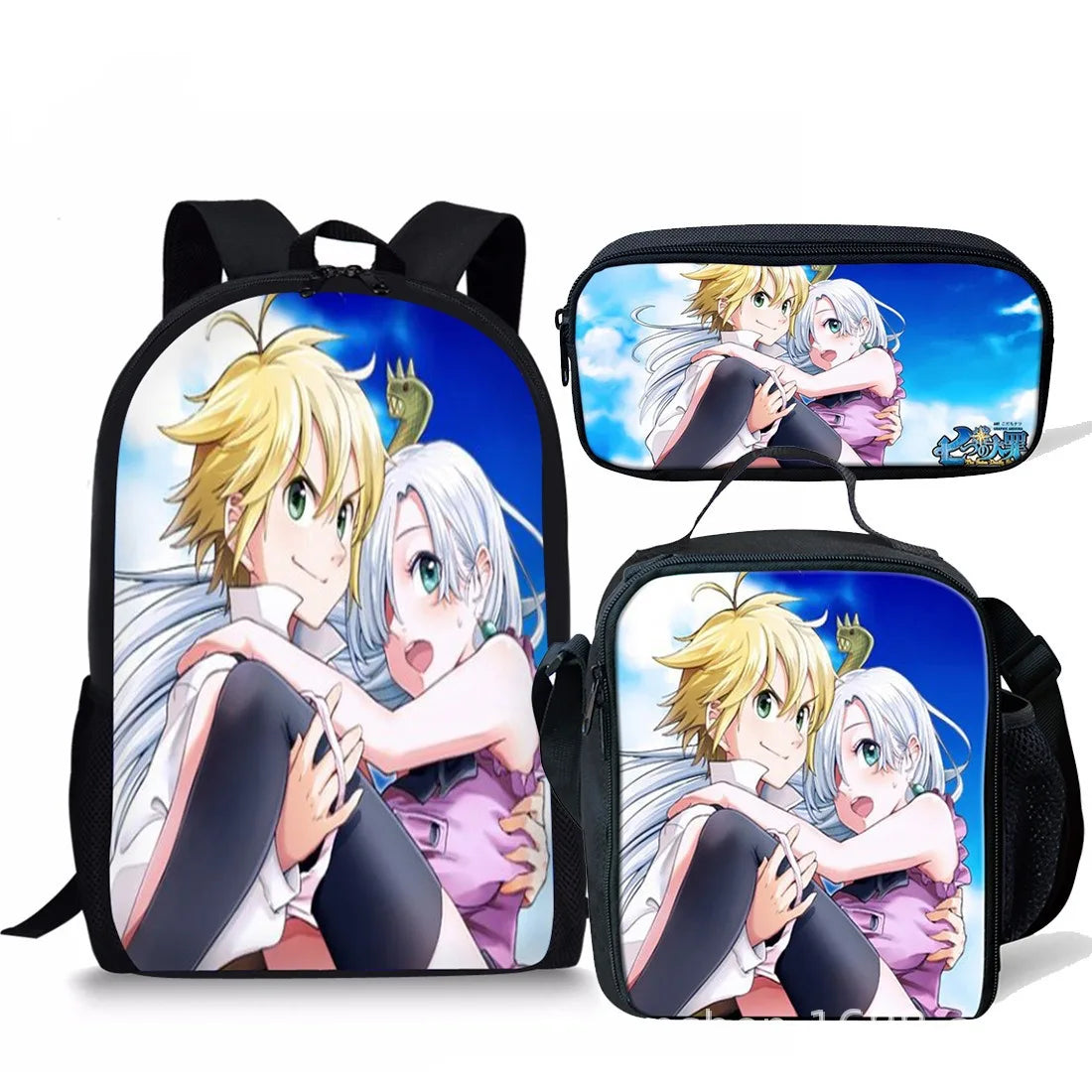 Seven Deadly Sins Student Backpack Set | Versatile Meal & Pen Bag