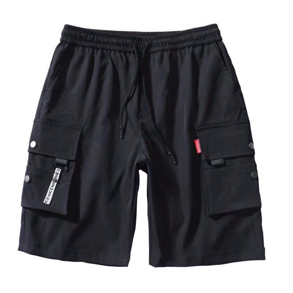 Men's Summer Cargo Shorts with Elastic Waist and Pockets