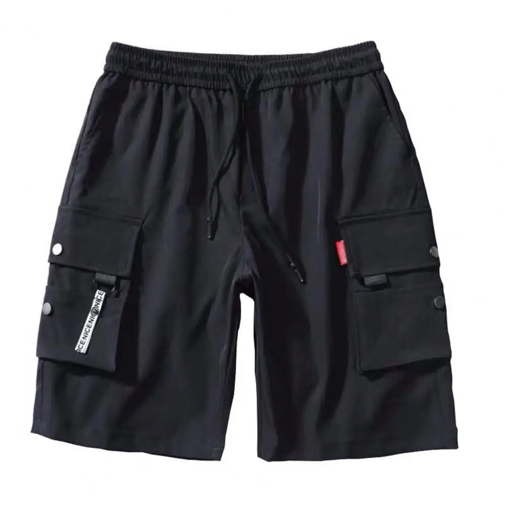 Men's Summer Cargo Shorts with Elastic Waist and Pockets