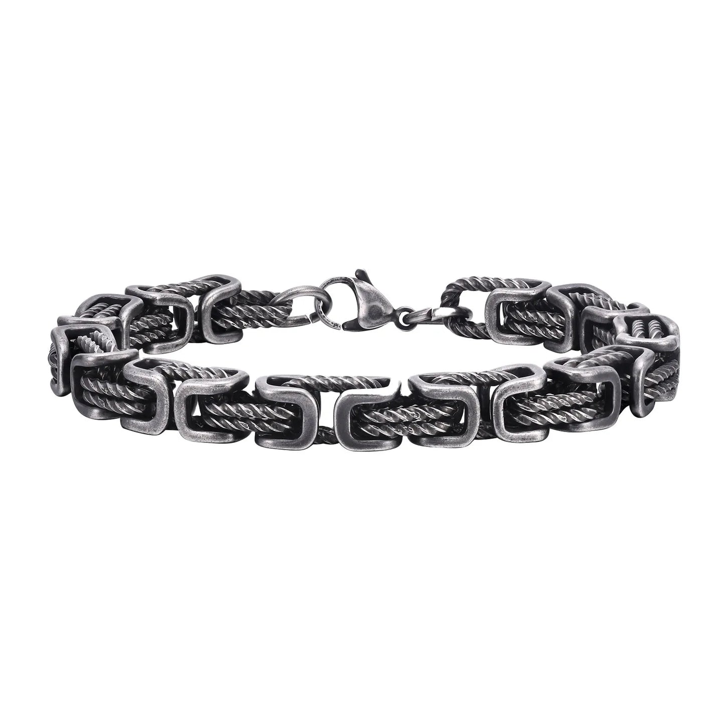 Stainless Steel Byzantine Bracelet | Vintage Style Chain Wristband