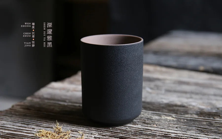 Tazas de café japonesas de gres con gradiente grande | Vajilla elegante