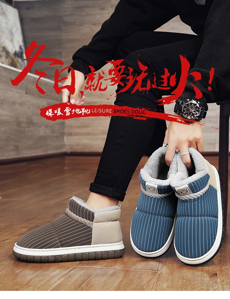 Men's Warm Plush Snow Boots | Cozy Mid-Calf Ankle Winter Shoes