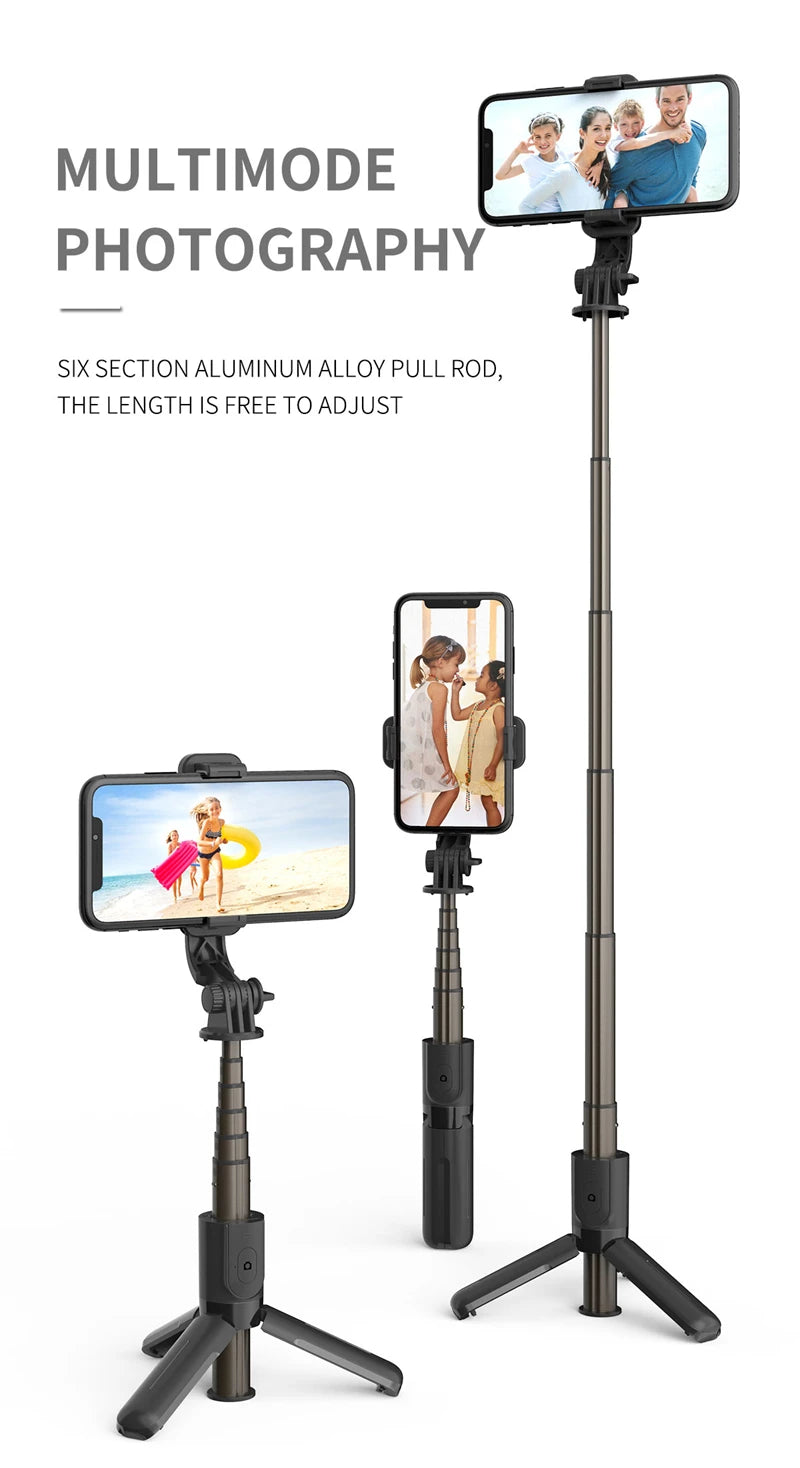 Extended Selfie Stick Tripod with Wireless Bluetooth Remote & LED Light