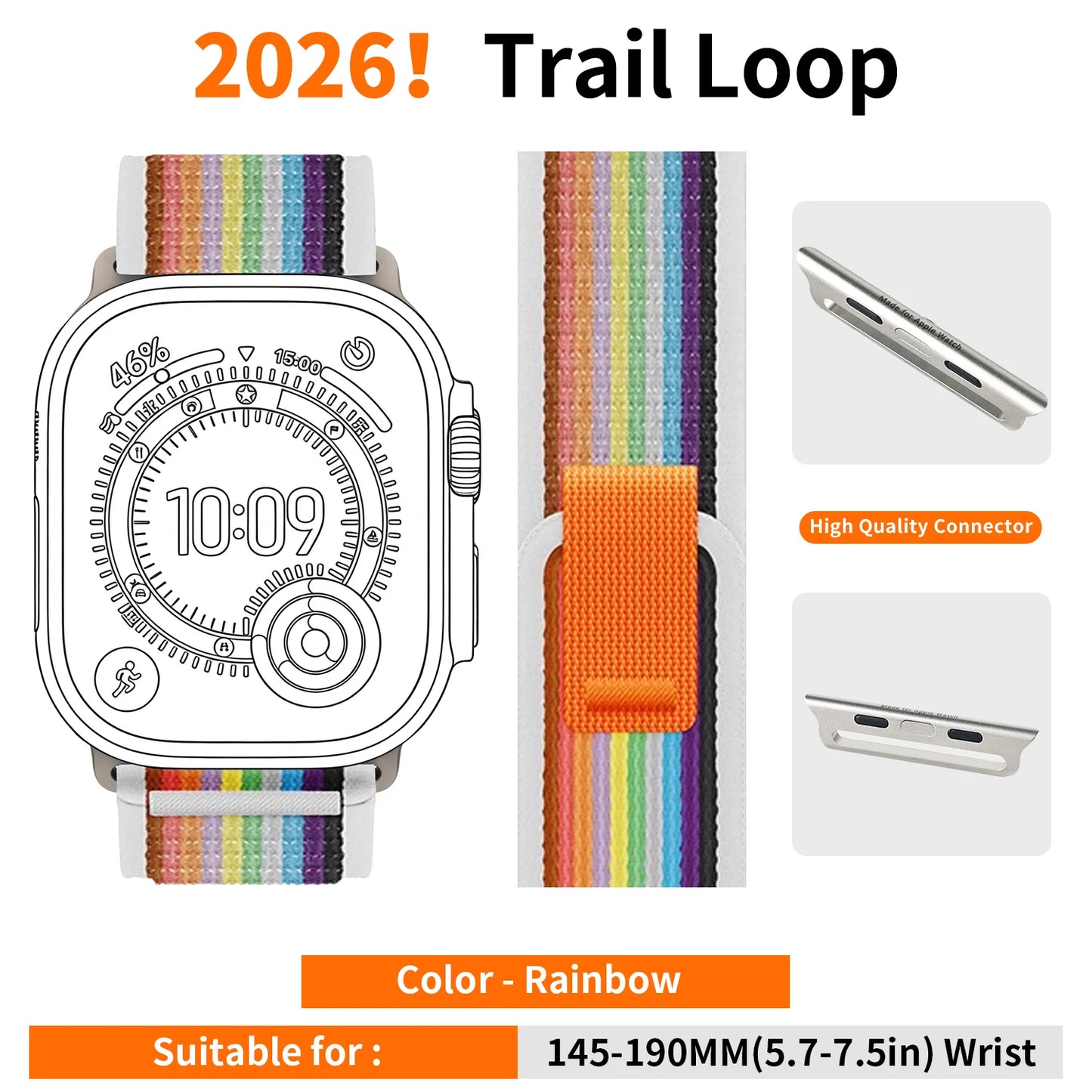 High-Quality Nylon Strap for Smartwatches | Natural Titanium Finish