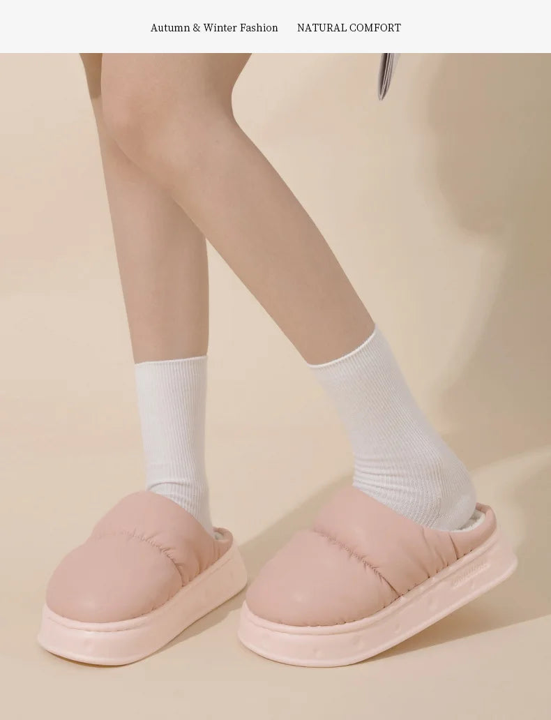 Women's Waterproof Plush Slippers | Cozy Flannel Winter House Shoes