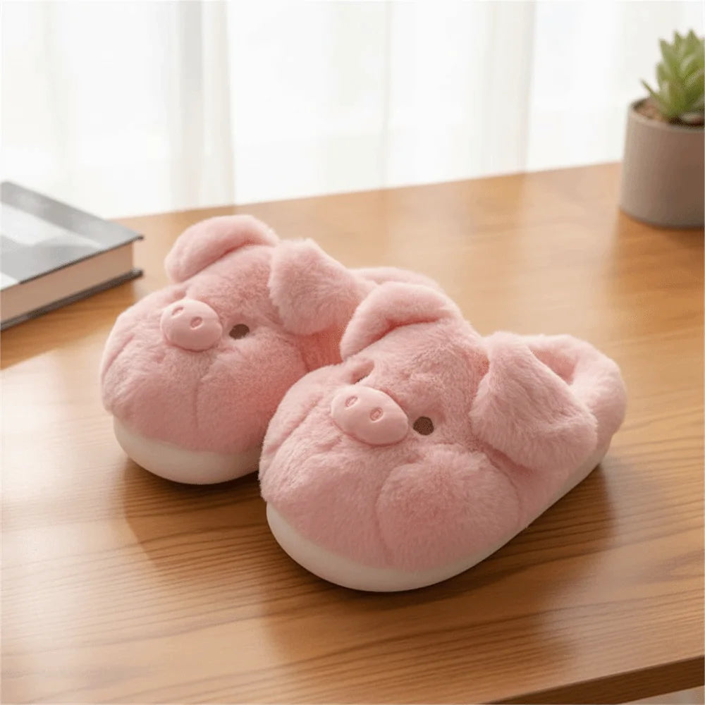 Cute Pig Plush Slippers for Kids | Adorable Winter Indoor Shoes