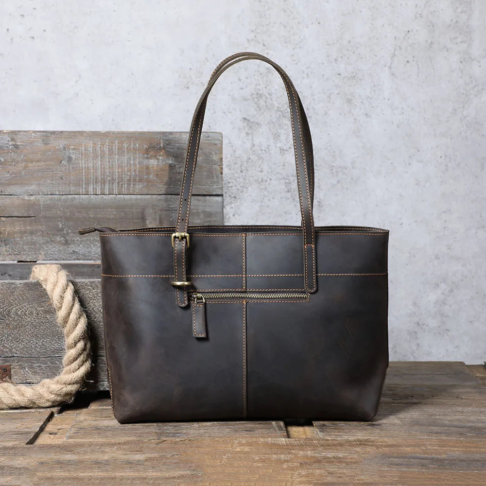 Vintage Genuine Leather Men's Tote & Briefcase | Stylish & Versatile