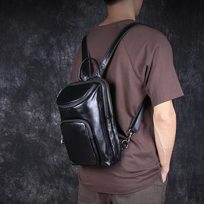 Bandolera de cuero casual para hombre | Mochila elegante para el día a día