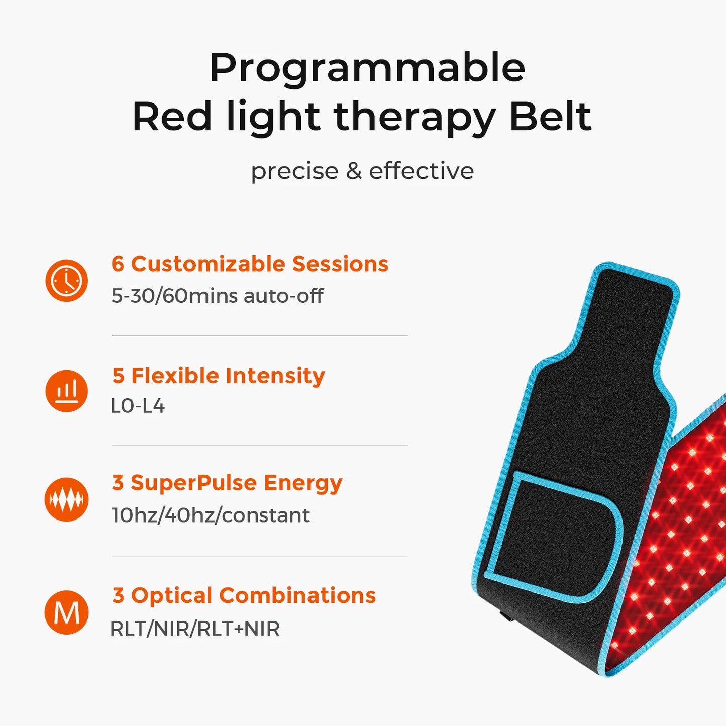 Red & Infrared LED Light Therapy Belt for Back Pain Relief