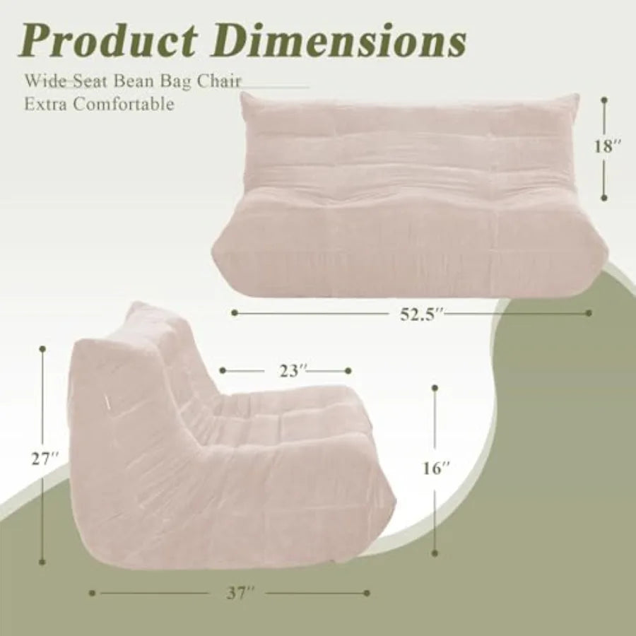 Large Bean Bag Chair Loveseat | Comfortable Memory Foam Sofa