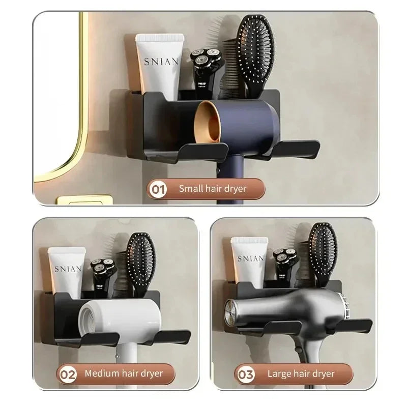 Hair Dryer Holder | Wall-Mounted Organizer for Bathroom Accessories