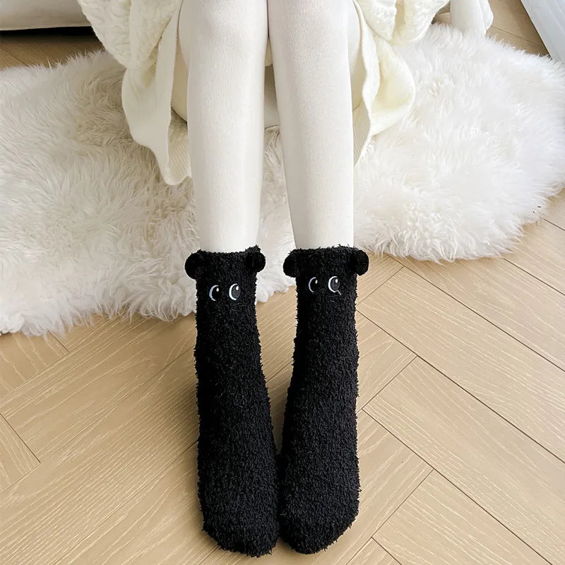 Cute Women's Winter Fluffy Socks | Cozy Fuzzy Animal Crew Socks