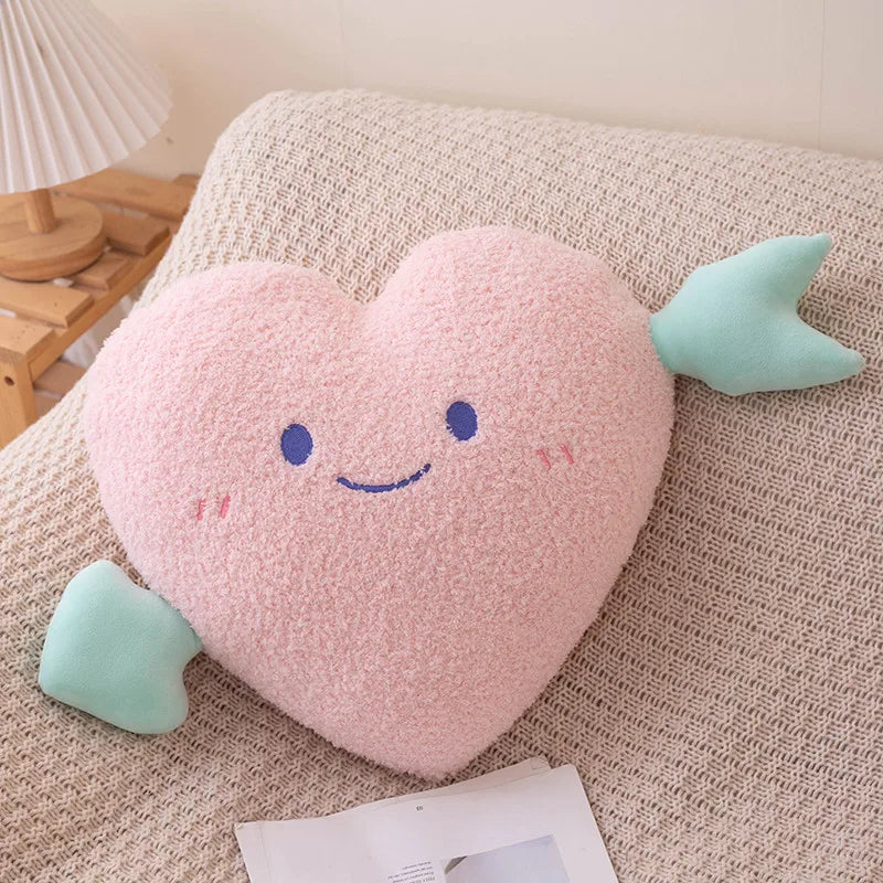 Soft Plush Rainbow Heart & Pumpkin Throw Pillow — Stuffed Hug Cushion Unicorn Plush Toy Massage Pillow for Girl Bedroom Decor