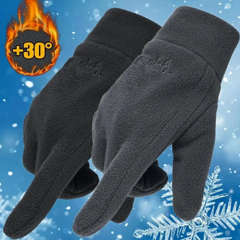 Winter Thick Warm Gloves — Windproof Full Finger Sports Gloves, Thermal Cashmere Blend Knit Gloves for Outdoor Running, Cycling, Skiing & Daily Wear