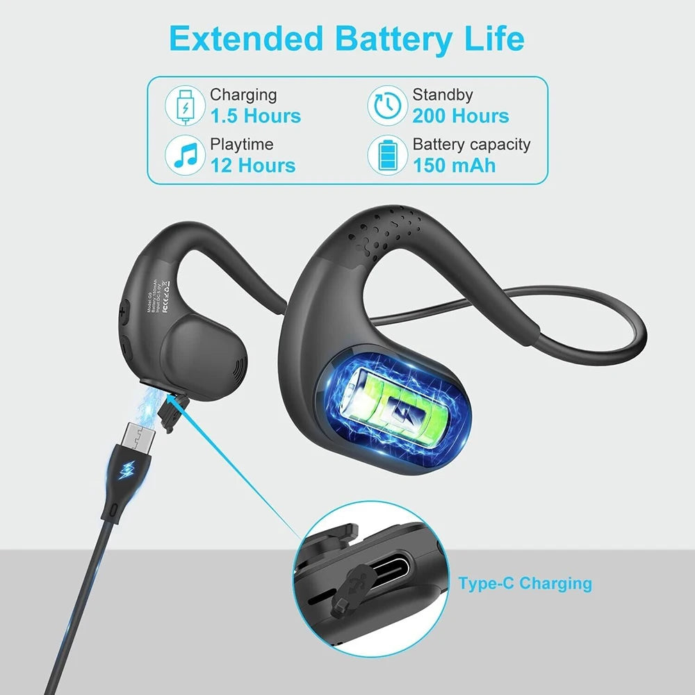Bluetooth 5.3 Waterproof Open Ear Sports Headphones | Wireless Comfort