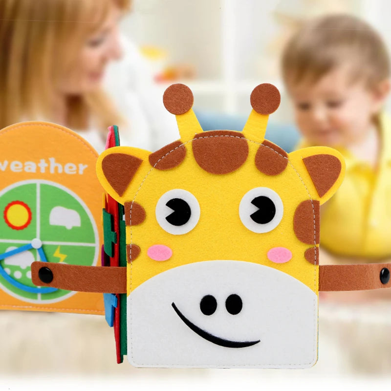 Montessori Giraffe Busy Board | 3D Felt Learning Toy for Kids