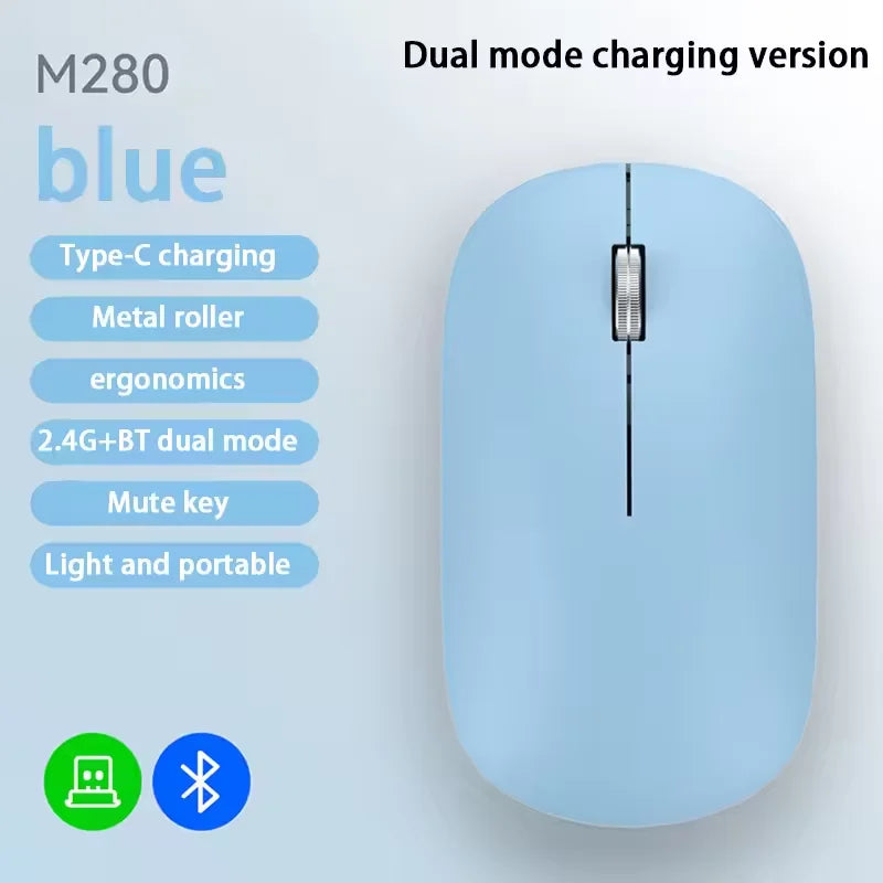 Silent Click Wireless Mouse | Ergonomic Portable Rechargeable Device