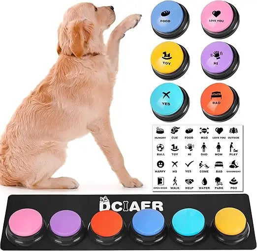 Botones para perros para comunicación, botones parlantes para perros, 8 botones de sonido grabables + 24 patrones de escenas + 1 alfombrilla para botones de perro + 16 pilas AAA