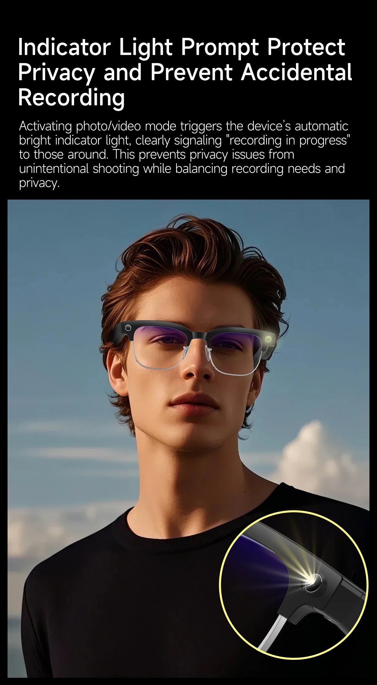 AI Smart Glasses with 800W Camera & Multilingual Translation