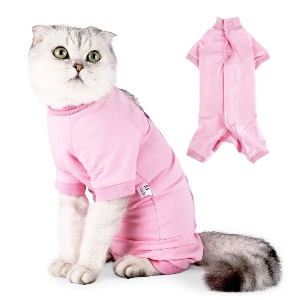 Traje de recuperación ajustable para gatos | Tejido suave para una curación cómoda