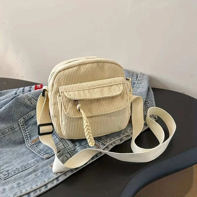 Casual Corduroy Crossbody Bag for Women | Stylish Multi-Pockets