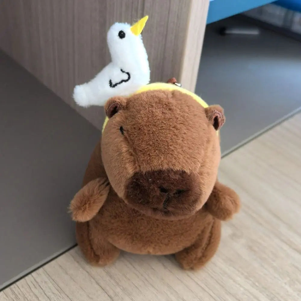 Capybara Plush Toy with Hoodie Wings Small Stuffed Animal Keychain Doll