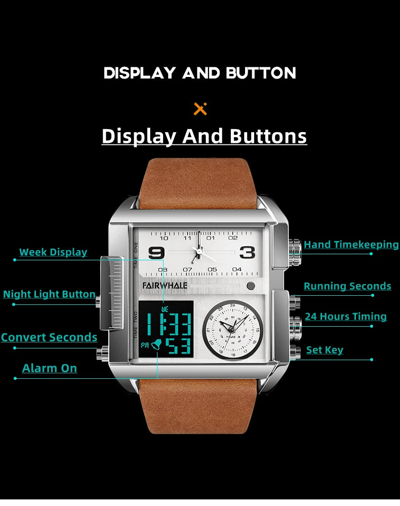 Elegant Men's Electronic Quartz Watch | Luminous Vintage Sports Timepiece