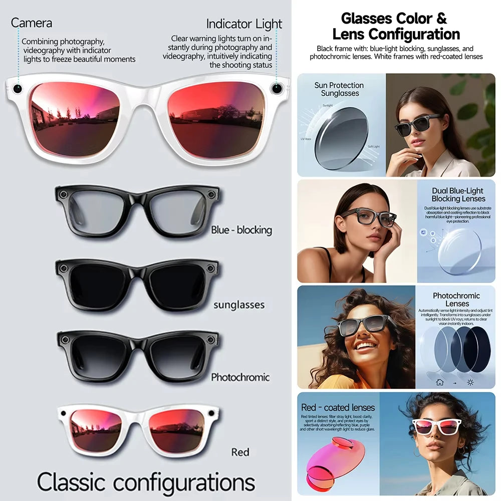 AI Smart Translation Glasses | 8MP Camera, Bluetooth & Voice Control