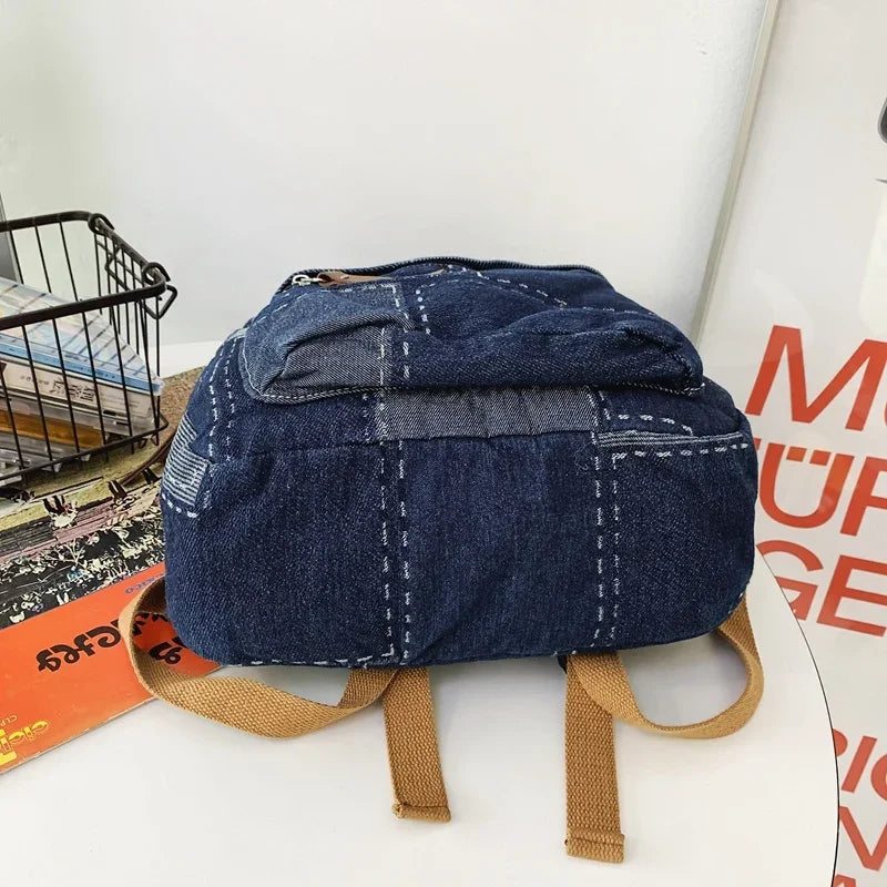 Trendy Washed Denim Backpack | Stylish College Laptop Bag
