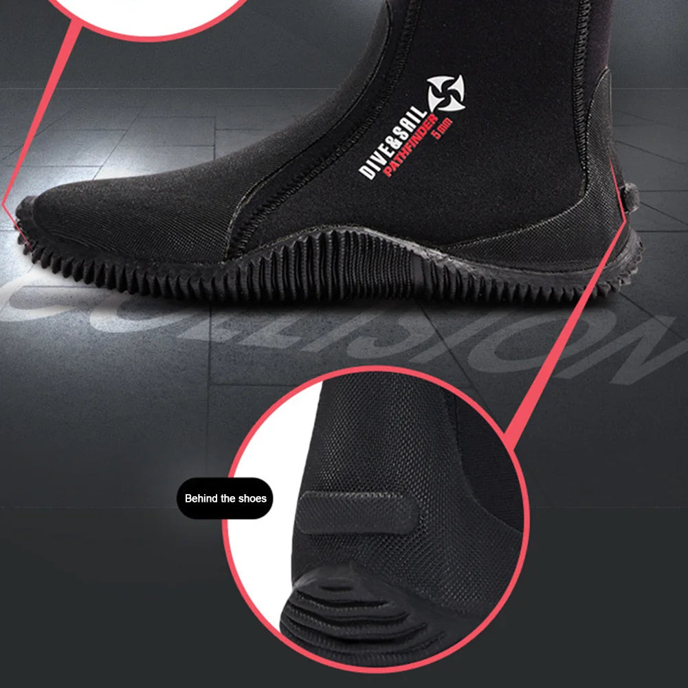 Unisex 5MM Neoprene Diving Boots | Waterproof Snorkeling Water Shoes