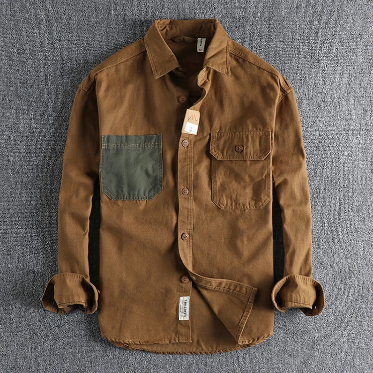Men's Casual Woven Cotton Long Sleeve Shirt | Stylish & Comfortable