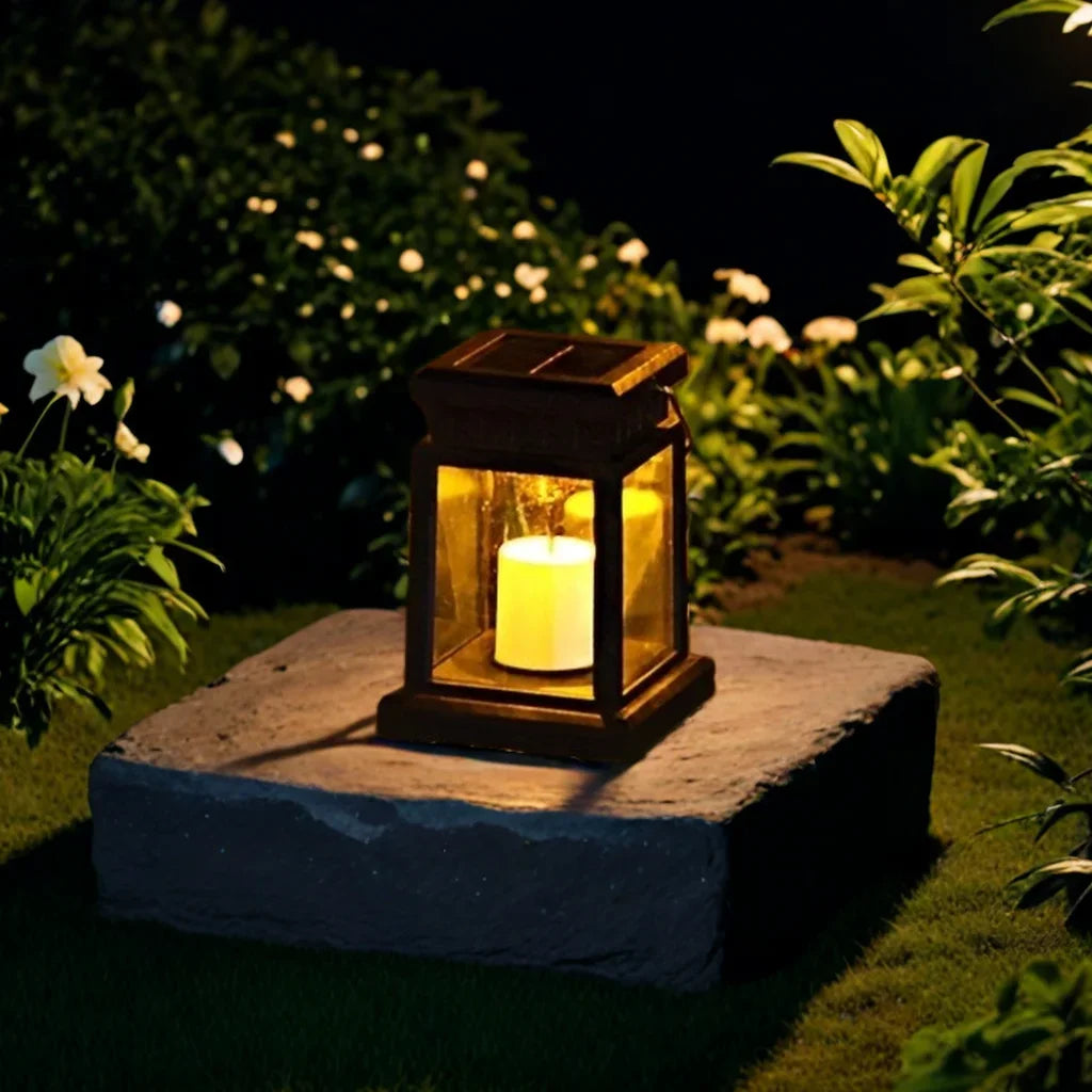Solar Outdoor Lantern | Decorative Candle Lamp with Auto On/Off