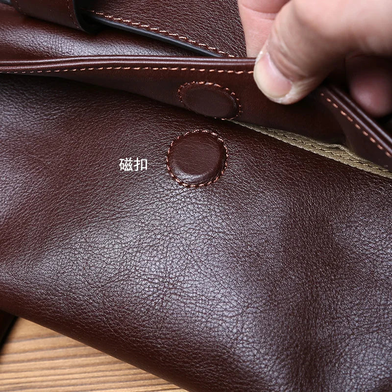 Vintage Genuine Leather Men's Briefcase for 14 Inch Laptops