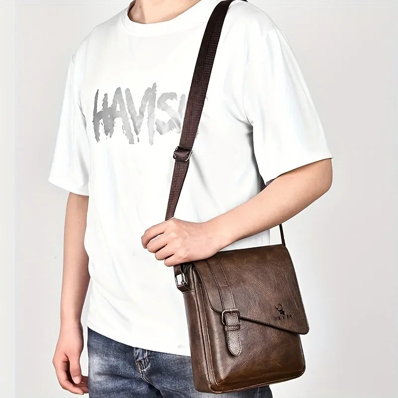 Bolso Bandolera Casual Vintage para Hombre | Elegante Bandolera de Cuero PU