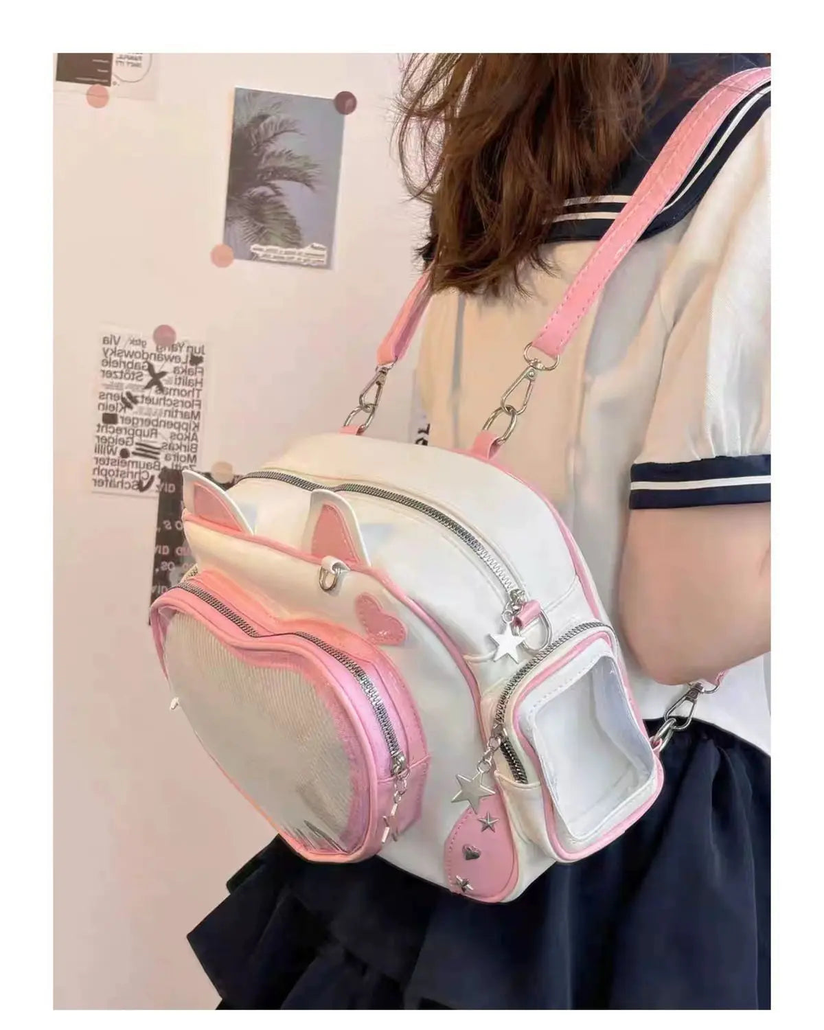 Cute Cat Rivet Backpack for Women | Chic Y2K Aesthetic Style