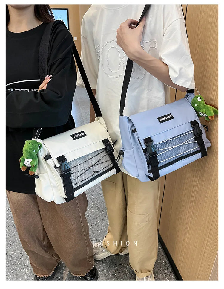 Bolso cruzado de nailon elegante para adolescentes | Bandolera multibolsillos