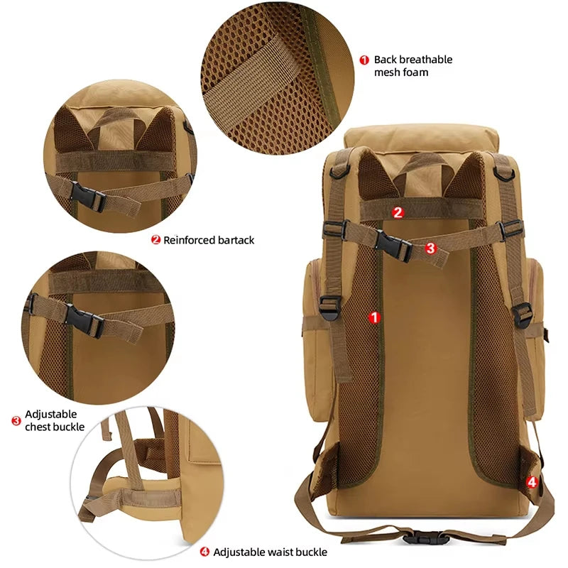 Large 130L Hiking Camping Backpack | Durable Outdoor Rucksack