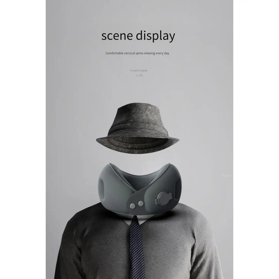 Inflatable U-Shaped Travel Neck Pillow with Storage Bag — Portable Soft Support Cushion for Airplane Car Train Office Nap Sleep